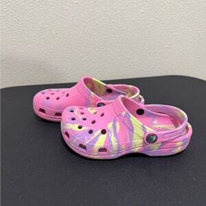 Kids Pink and Yellow Crocs